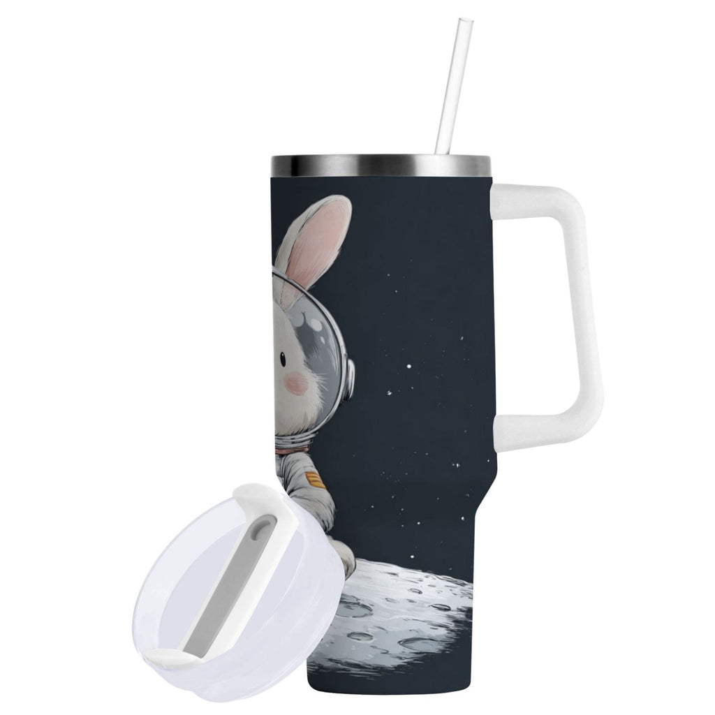 40 oz Insulated Stainless Steel Tumbler Double Wall Stainless Steel Tumbler with 2-Way Drinking Rabbit in A Space C673U