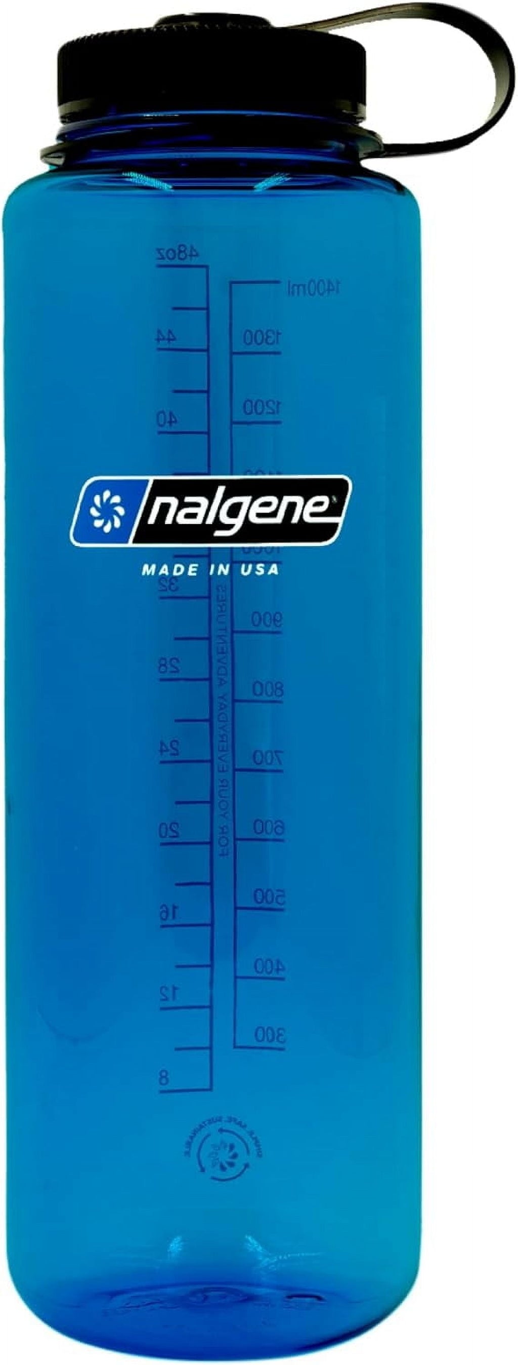 Nalgene Sustain Tritan BPA-Free Water Made with Material Derived from 50% Plastic Waste (using ISCC certified mass balance), 48 OZ, Wide Mouth, Cerulean C149B