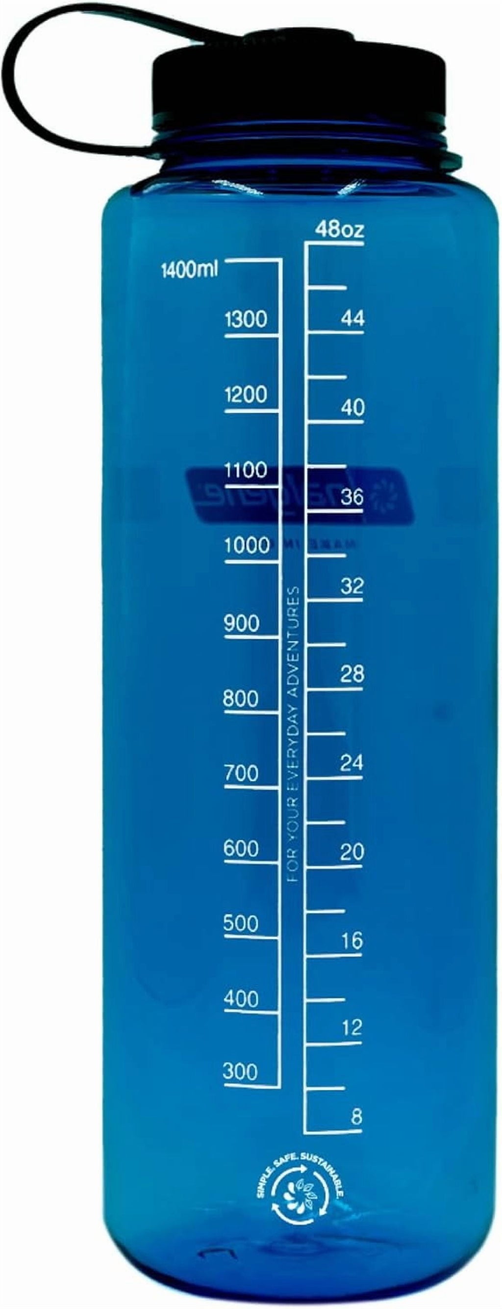 Nalgene Sustain Tritan BPA-Free Water Made with Material Derived from 50% Plastic Waste (using ISCC certified mass balance), 48 OZ, Wide Mouth, Cerulean C149B