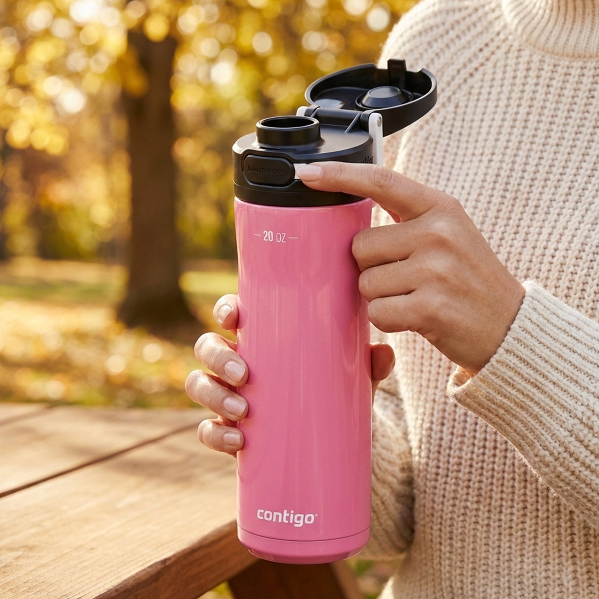 Contigo Jackson Chill 2.0 Stainless Steel Water Bottle with AUTOPOP Lid, 20 Ounces, Azalea C085L