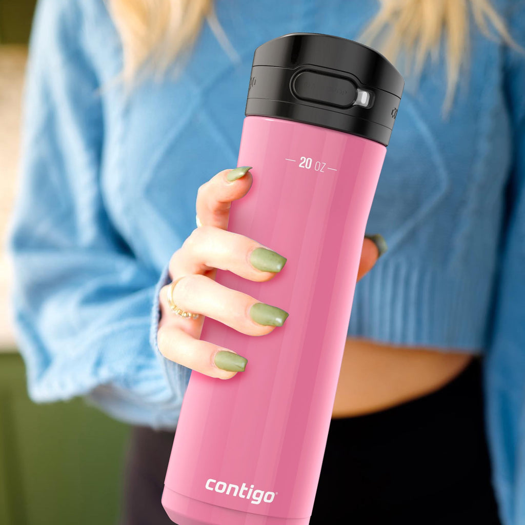 Contigo Jackson Chill 2.0 Stainless Steel Water Bottle with AUTOPOP Lid, 20 Ounces, Azalea C085L