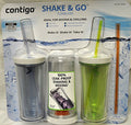 Contigo Shake &amp; Go Plastic Tumblers - Set of 3 (Green Navy &amp; Clear) C108P