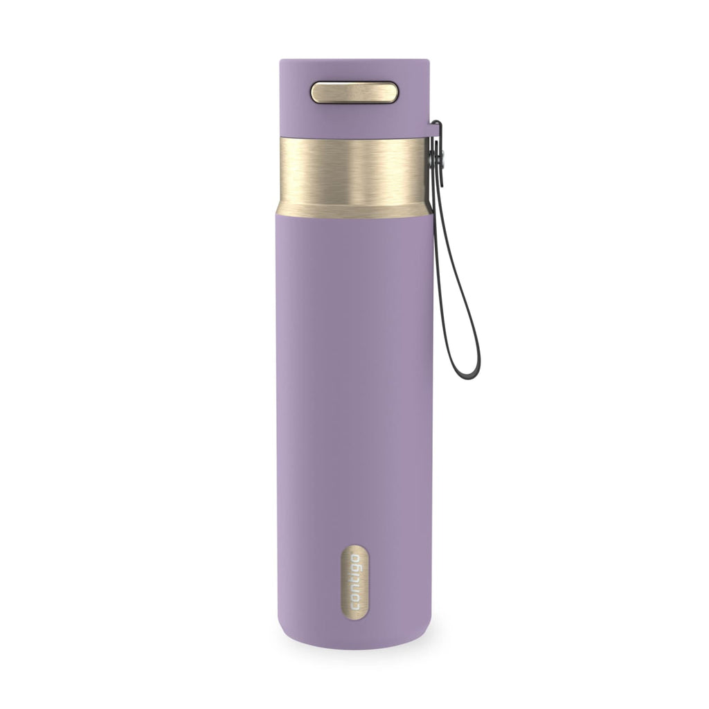 Contigo AutoSeal Leakproof Stainless Steel Reusable Water Bottle Tumbler with Carrying Strap, Cream/Champagne, 24 oz C019L
