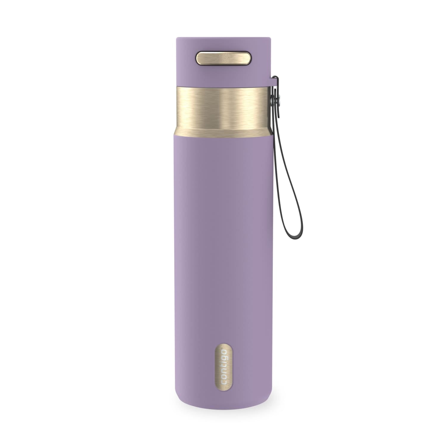 Contigo AutoSeal Leakproof Stainless Steel Reusable Water Bottle Tumbler with Carrying Strap, Cream/Champagne, 24 oz C019L