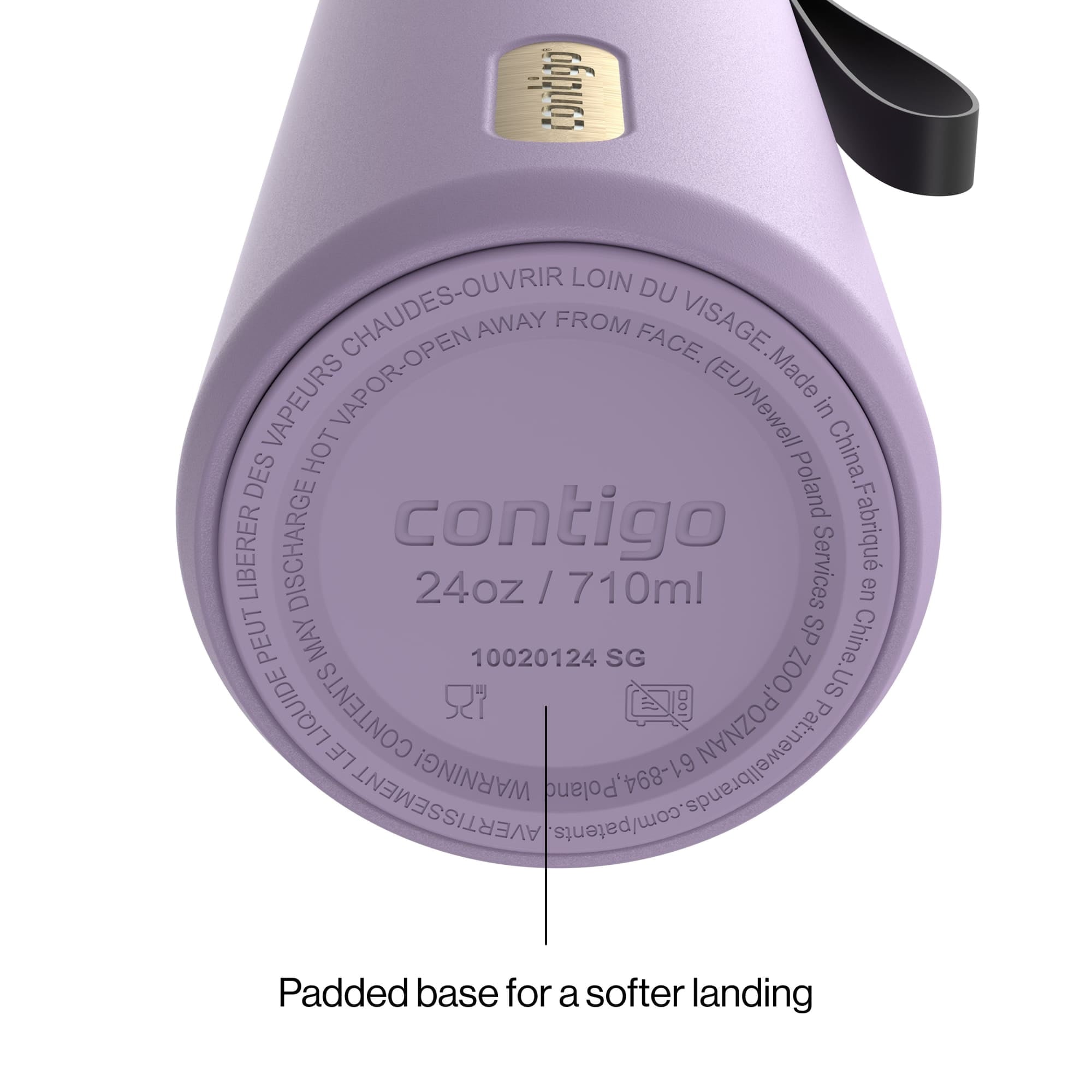 Contigo AutoSeal Leakproof Stainless Steel Reusable Water Bottle Tumbler with Carrying Strap, Cream/Champagne, 24 oz C019L