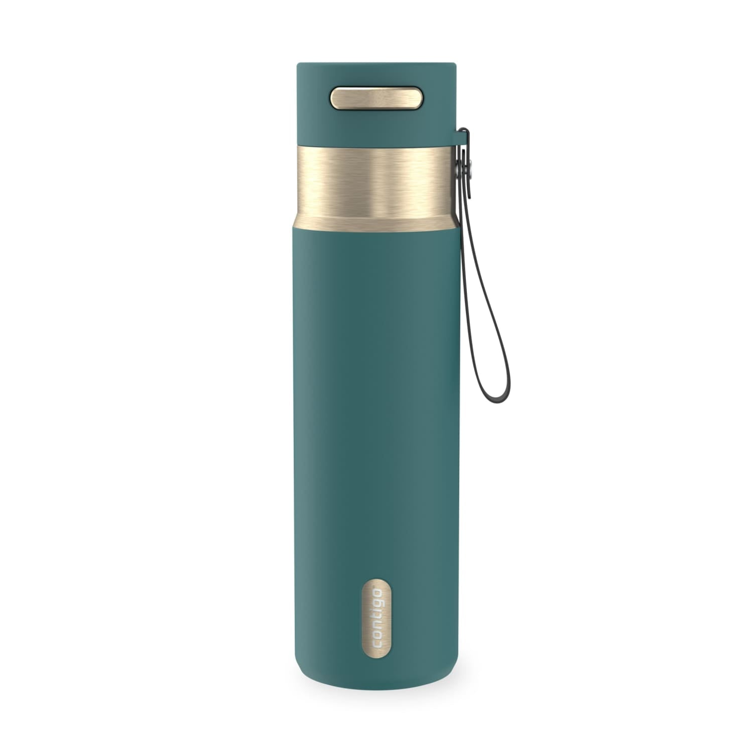 Contigo AutoSeal Leakproof Stainless Steel Reusable Water Bottle Tumbler with Carrying Strap, Cream/Champagne, 24 oz C019L