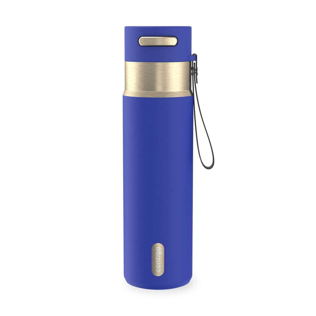 Contigo AutoSeal Leakproof Stainless Steel Reusable Water Bottle Tumbler with Carrying Strap, Cream/Champagne, 24 oz C019L