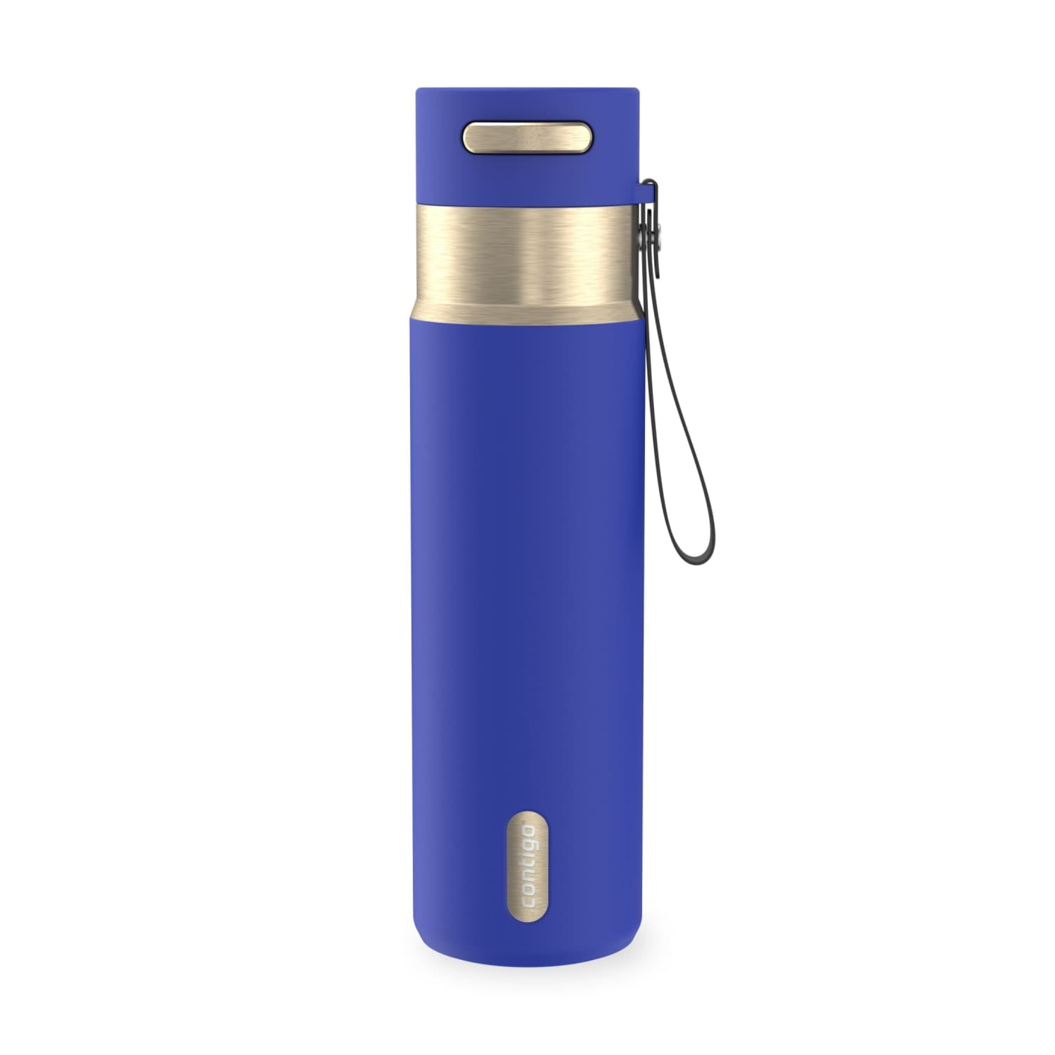 Contigo AutoSeal Leakproof Stainless Steel Reusable Water Bottle Tumbler with Carrying Strap, Cream/Champagne, 24 oz C019L