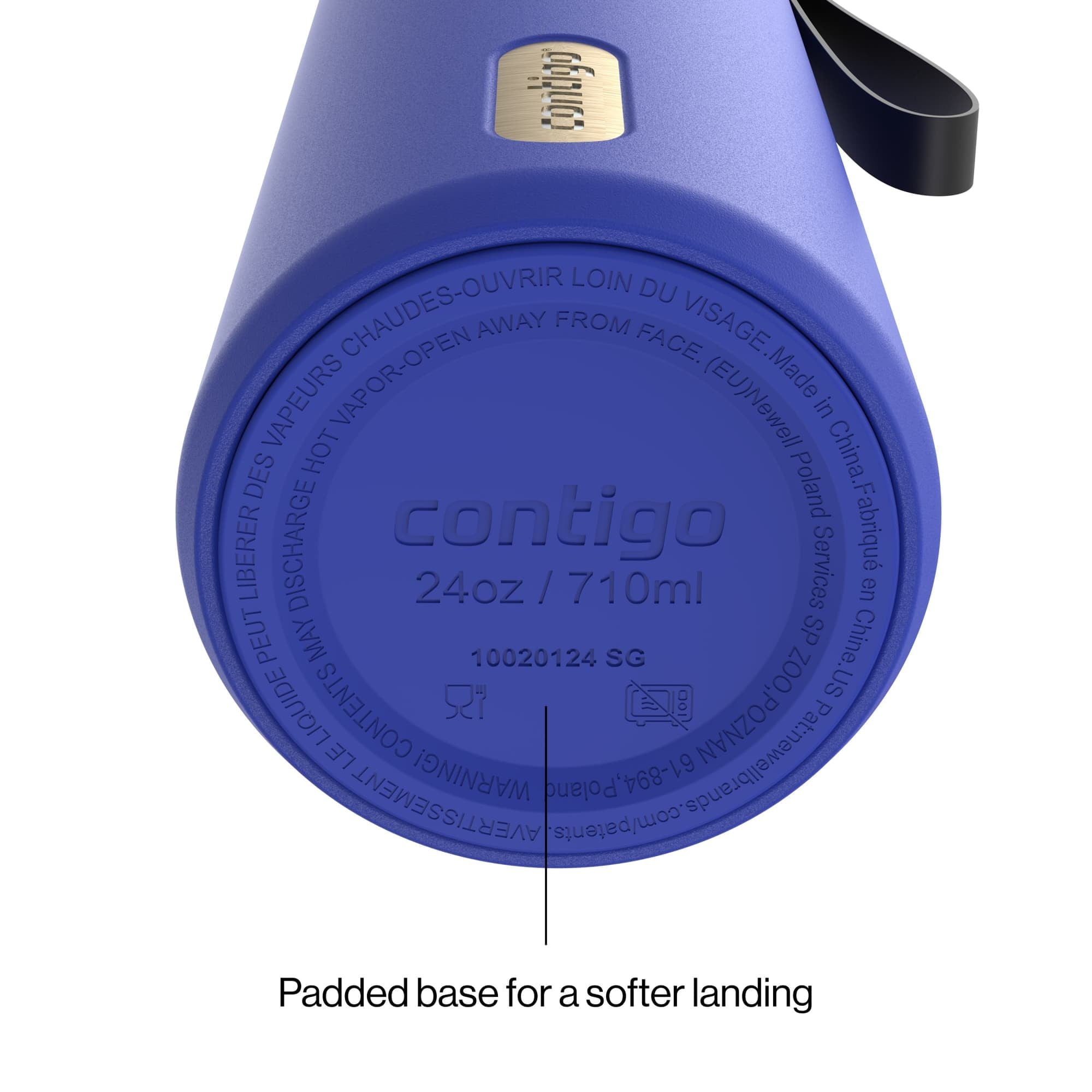 Contigo AutoSeal Leakproof Stainless Steel Reusable Water Bottle Tumbler with Carrying Strap, Cream/Champagne, 24 oz C019L