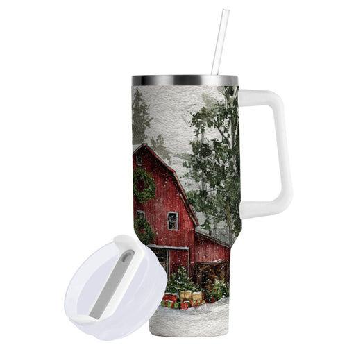 30 oz Insulated Stainless Steel Tumbler Double Wall Stainless Steel Tumbler with 2-Way Drinking Old Red Barn C592L