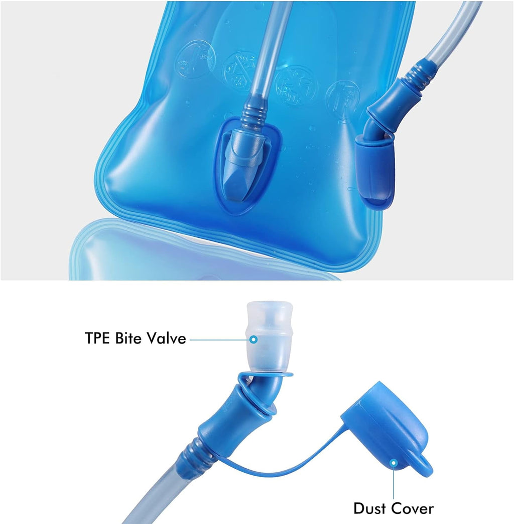 TAGVO Hydration Bladder 2 Liter BPA Free 70oz + Cleaning Brushes Kit, Leakproof Water Bladder Travel Reservoir Hydration Bag, Easy Cleaning by 3 Brushes and Air Drying by Collapsible Frame C383M