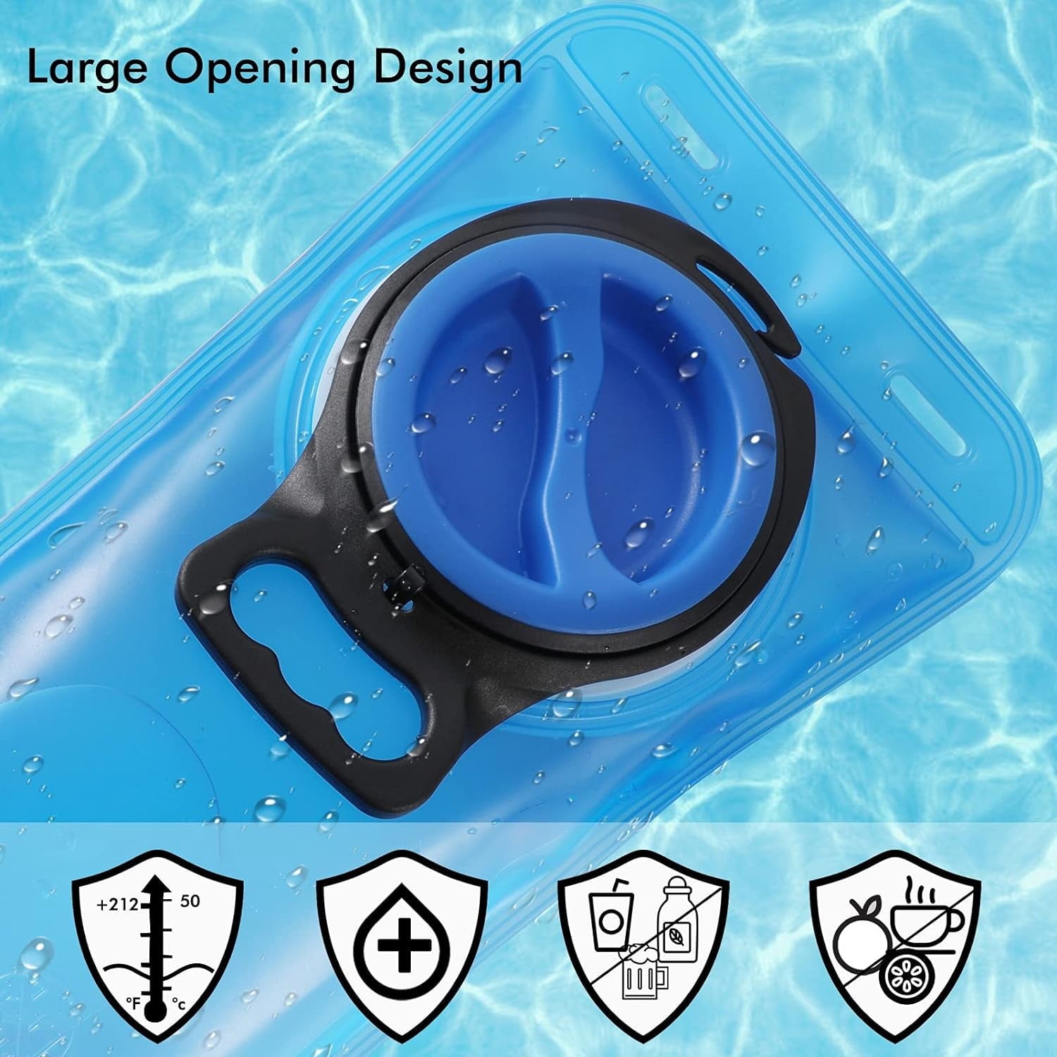 TAGVO Hydration Bladder 2 Liter BPA Free 70oz + Cleaning Brushes Kit, Leakproof Water Bladder Travel Reservoir Hydration Bag, Easy Cleaning by 3 Brushes and Air Drying by Collapsible Frame C383M