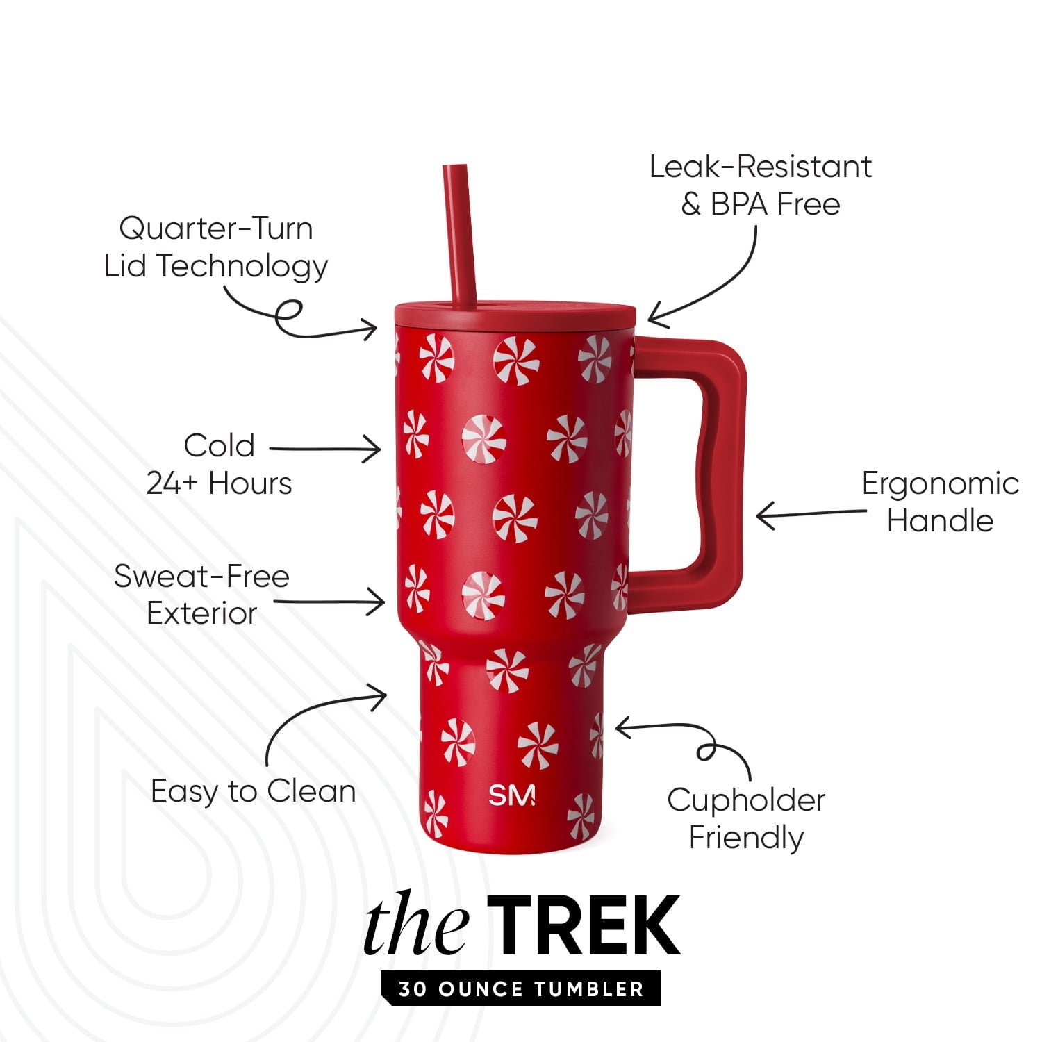 Simple Modern 30 fl oz Insulated Stainless Steel Trek Tumbler with Straw Lid | Seaglass Sage and Cream Checkmate C690P