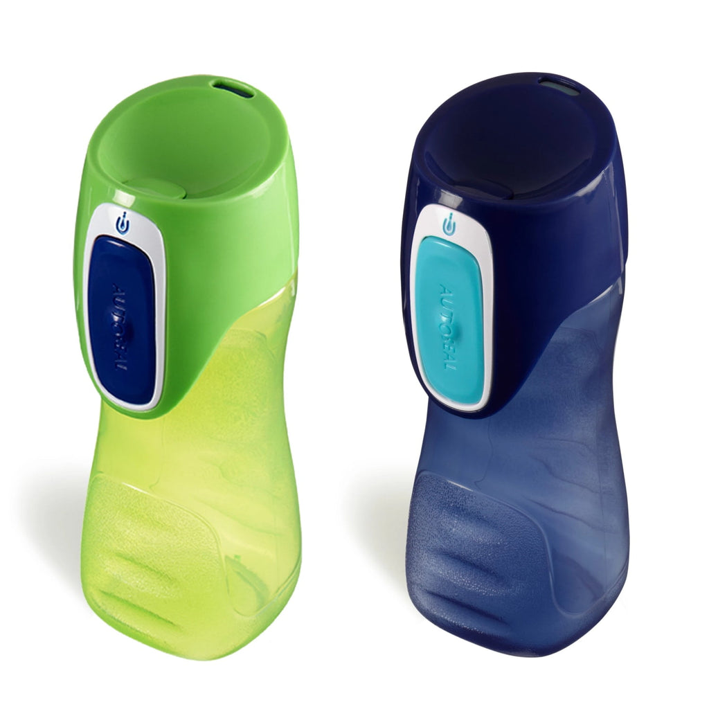 Contigo Kids Trekker Water Bottle with AUTOSEAL Lid Navy Blue and Granny Smith Green, 14 fl oz., 2-pack C123L