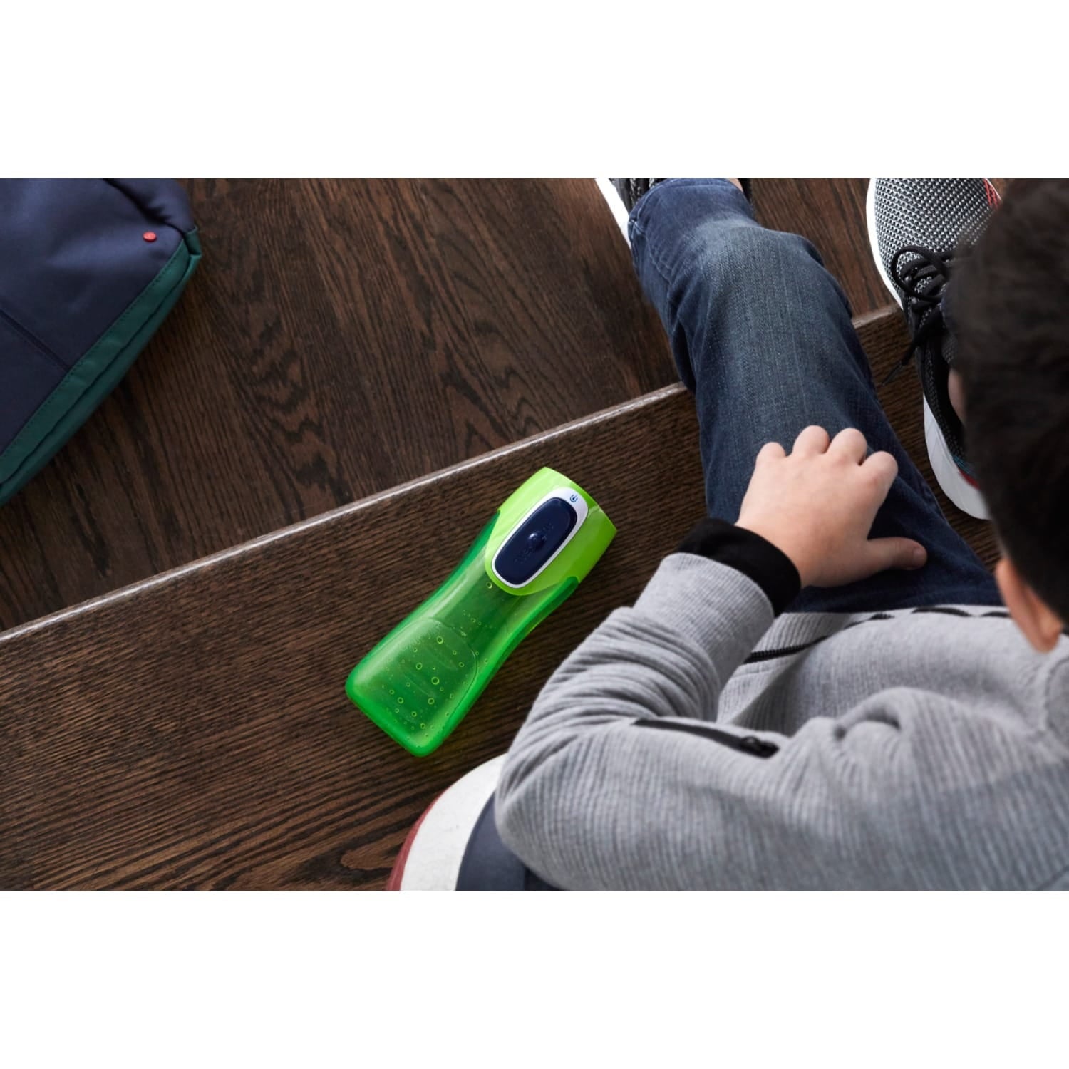 Contigo Kids Trekker Water Bottle with AUTOSEAL Lid Navy Blue and Granny Smith Green, 14 fl oz., 2-pack C123L
