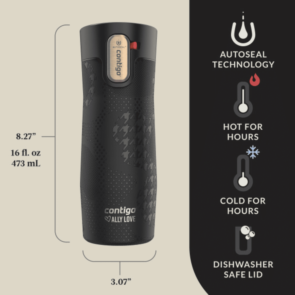 Contigo x Ally Love Autoseal West Loop Vacuum-Insulated Stainless Steel Travel Mug with Easy-Clean Lid, 16 oz, Stellar Jay C028V