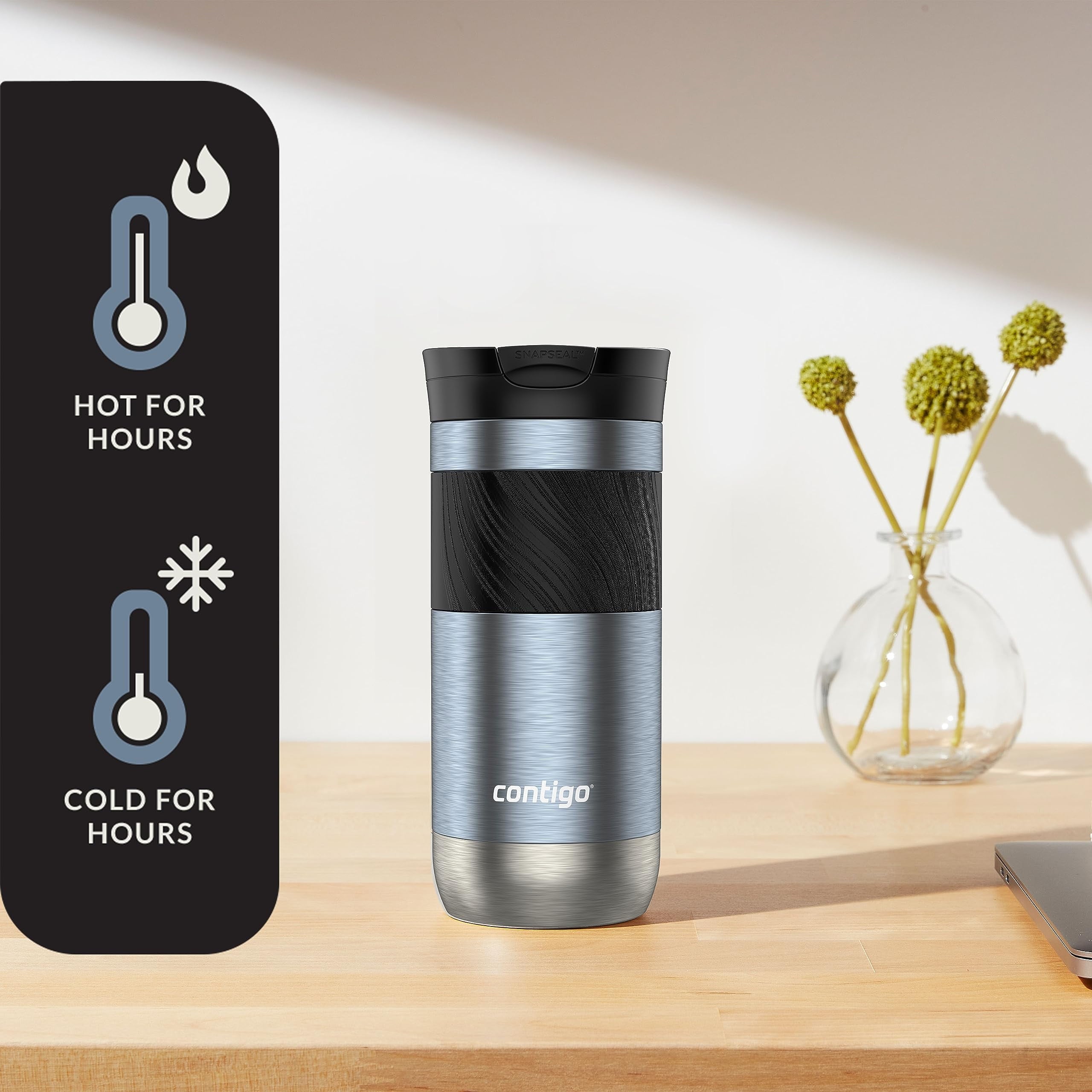 Contigo Byron 2.0 Stainless Steel Travel Mug with SNAPSEAL Lid and Grip, 16oz. C050Z