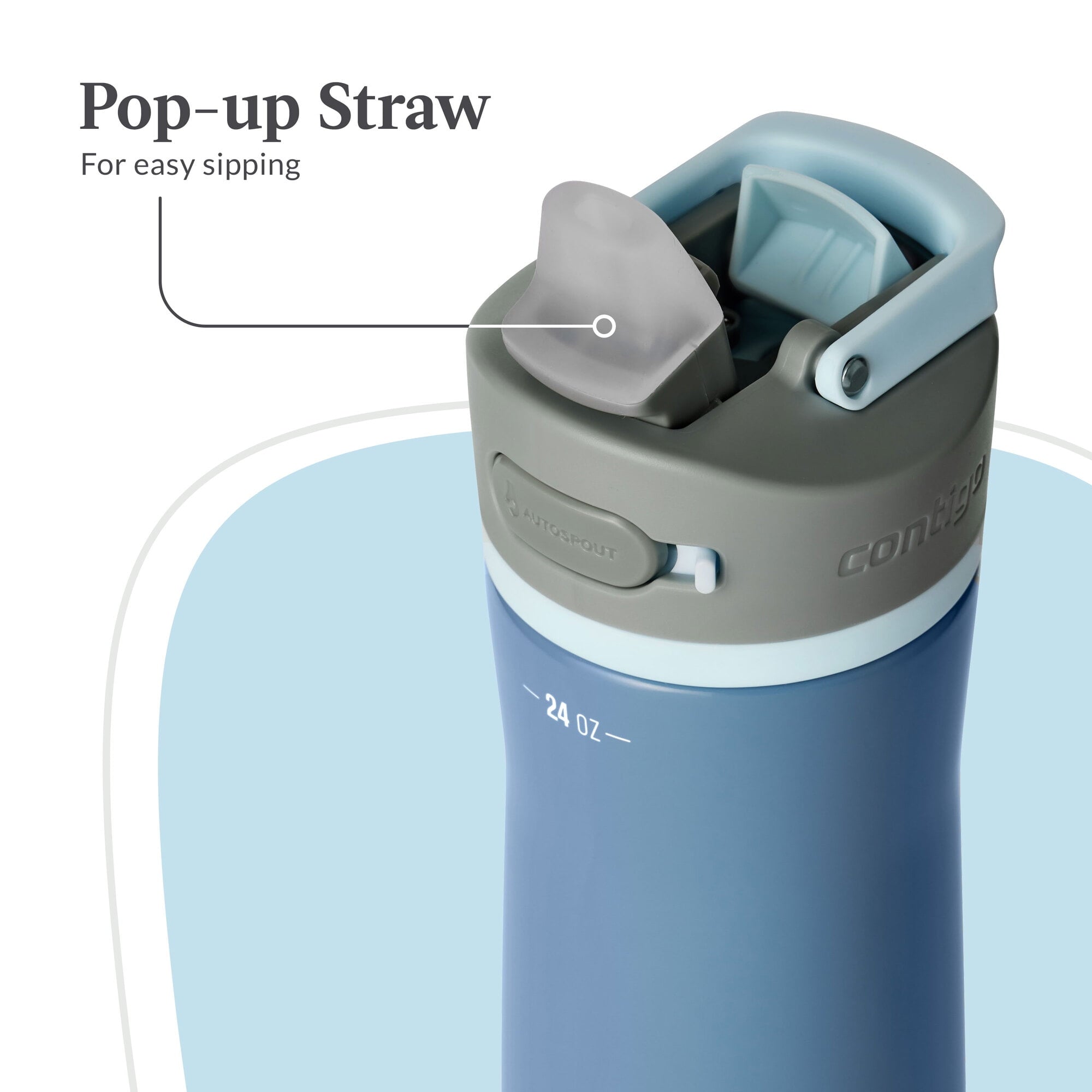 Contigo® Wells Chill Stainless Steel Filter Water Bottle with AUTOSPOUT® Straw Lid, 24 oz., Dark Ice C090D