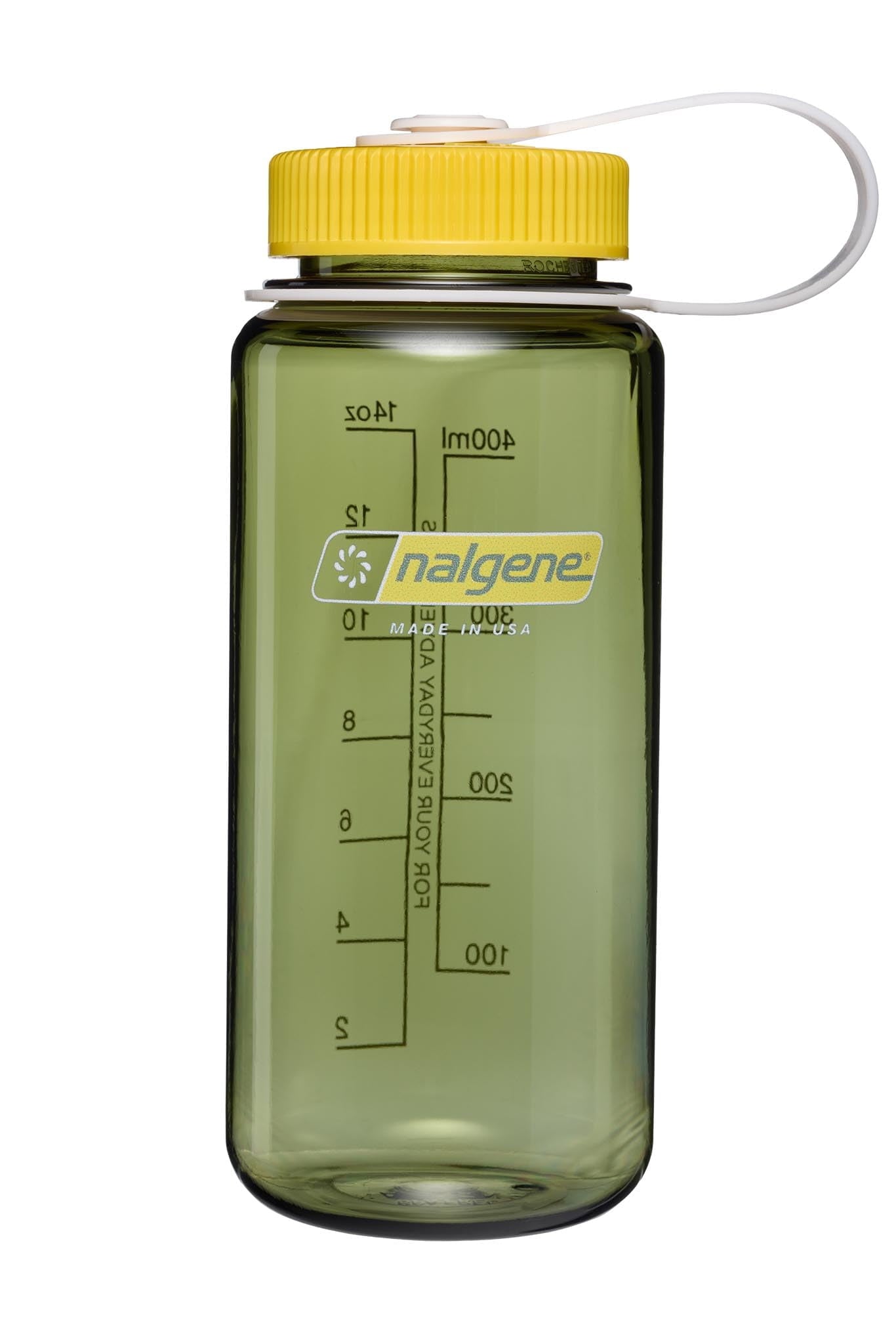 Nalgene 16oz Wide Mouth Water Bottle BPA-Free USA Made, Oil Green + Freesia C145H