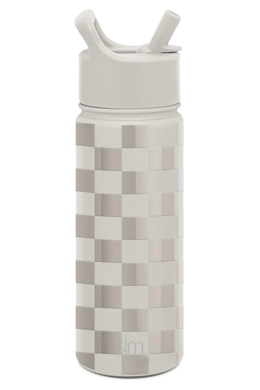Simple Modern Kids Water Bottle with Straw Lid Vacuum Insulated Stainless Steel Metal Thermos Bottles | Reusable Leak Proof BPA-Free Flask for School | Summit Collection | 18oz, Checkmate C433P