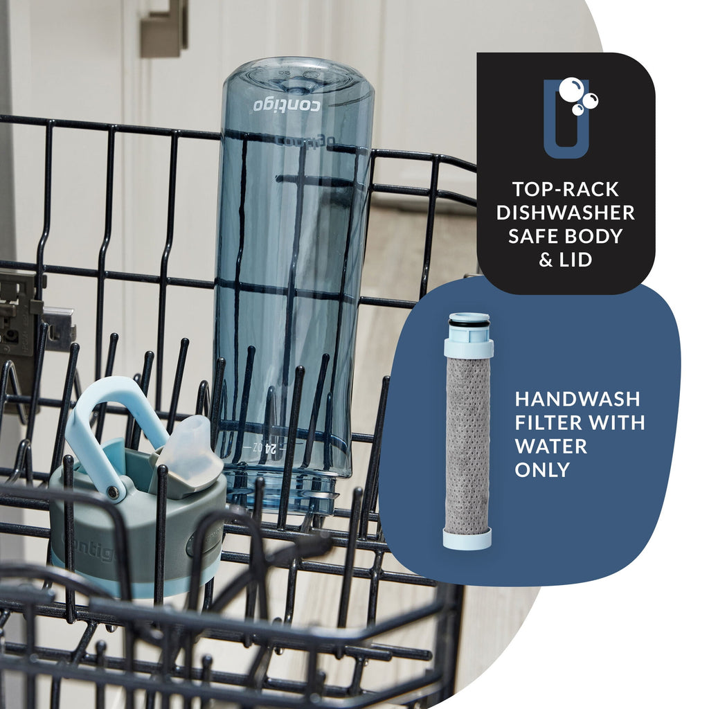 Contigo® Wells Plastic Filter Water Bottle with AUTOSPOUT® Straw Lid, 24 Oz., Dark Ice C058Q