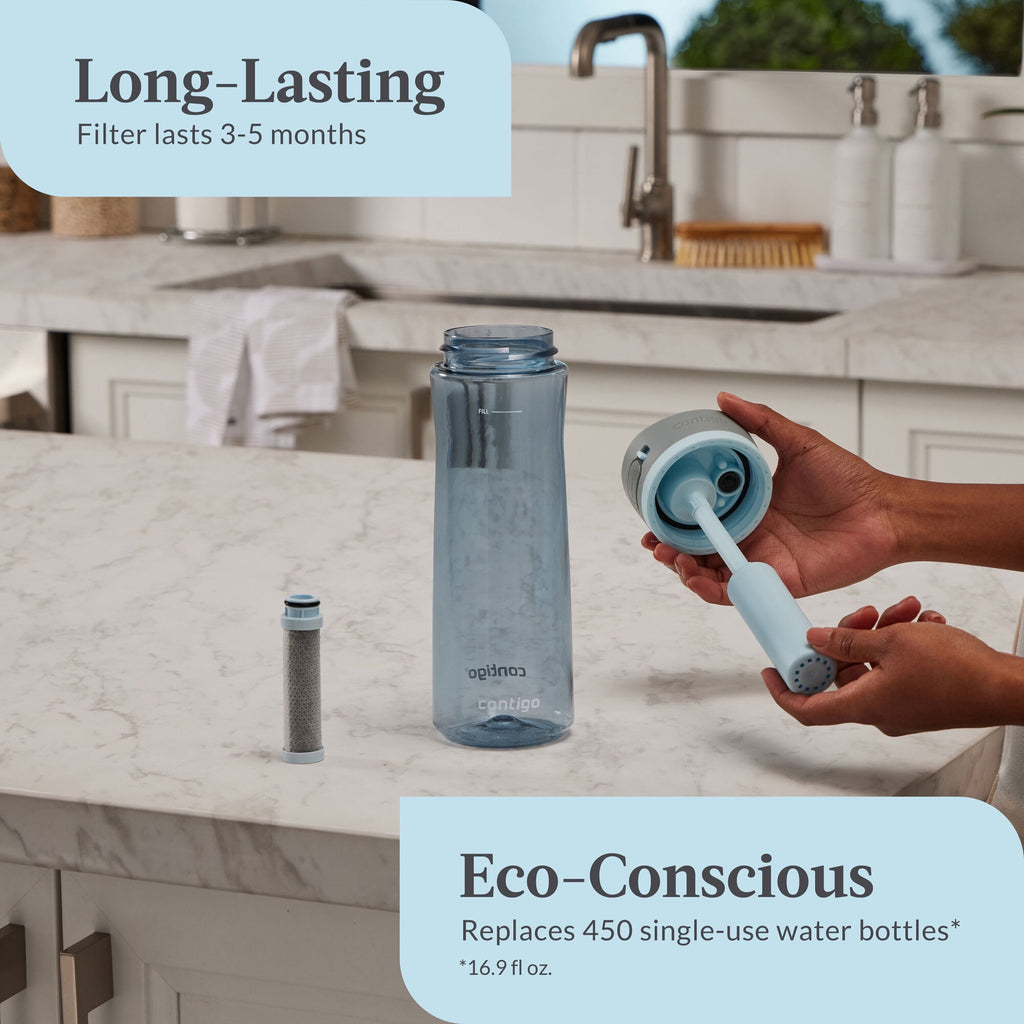 Contigo® Wells Plastic Filter Water Bottle with AUTOSPOUT® Straw Lid, 24 Oz., Dark Ice C058Q