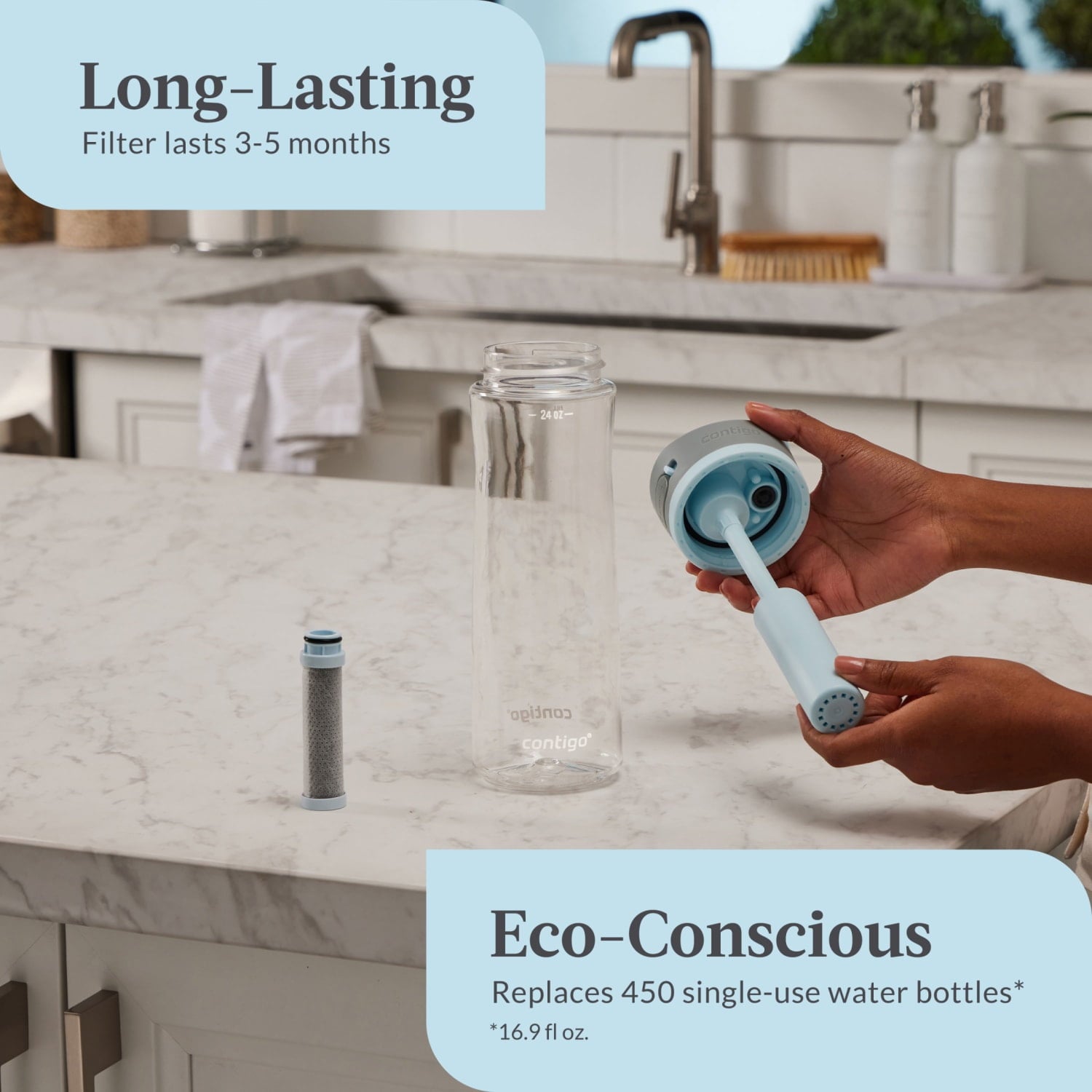 Contigo 24 oz. Wells Plastic Filter Water Bottle - Salt C018Q