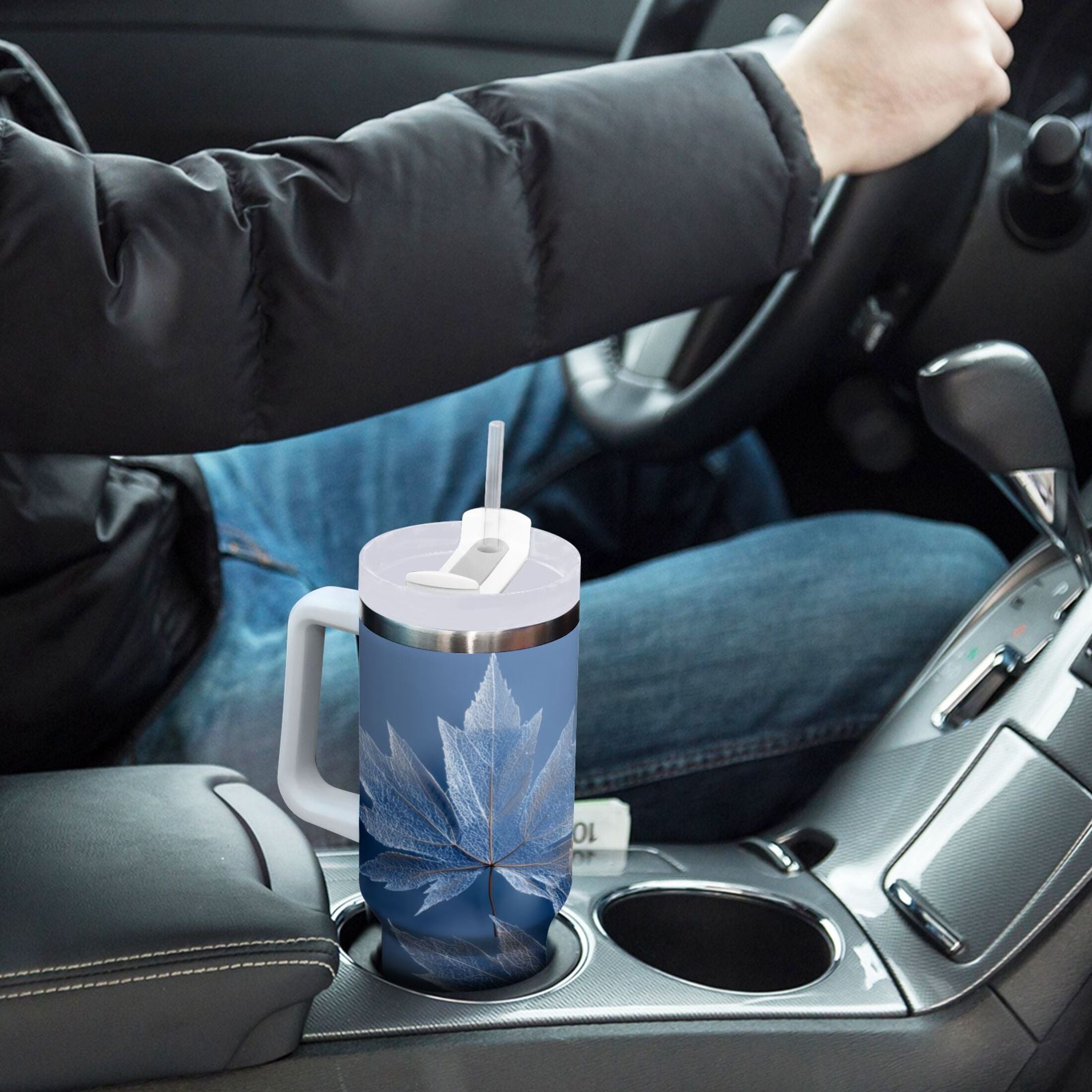 30 oz Insulated Stainless Steel Tumbler Double Wall Stainless Steel Tumbler with 2-Way Drinking Glass Mapleleaves C491U