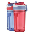 Contigo Kids 2-in-1 Snack Hero Tumbler Featuring 4oz Snack Holder Stacked on Top of 13oz Water Bottle - BPA Free, Durable Tritan w/Flexible Carry Handle &amp; Spill-Proof Valve, Purple &amp; Pink – 2 Pack C040K