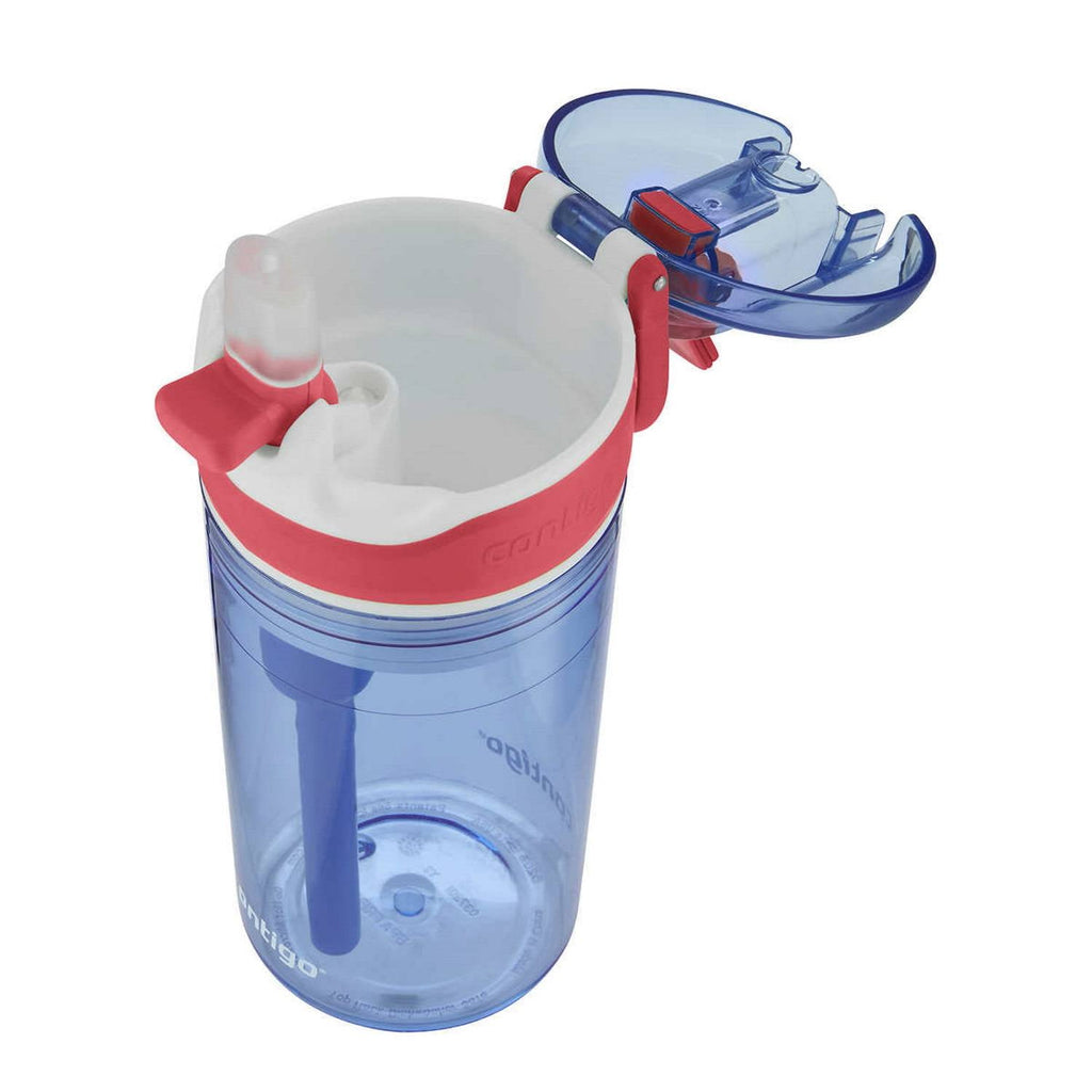 Contigo Kids 2-in-1 Snack Hero Tumbler Featuring 4oz Snack Holder Stacked on Top of 13oz Water Bottle - BPA Free, Durable Tritan w/Flexible Carry Handle &amp; Spill-Proof Valve, Purple &amp; Pink – 2 Pack C040K