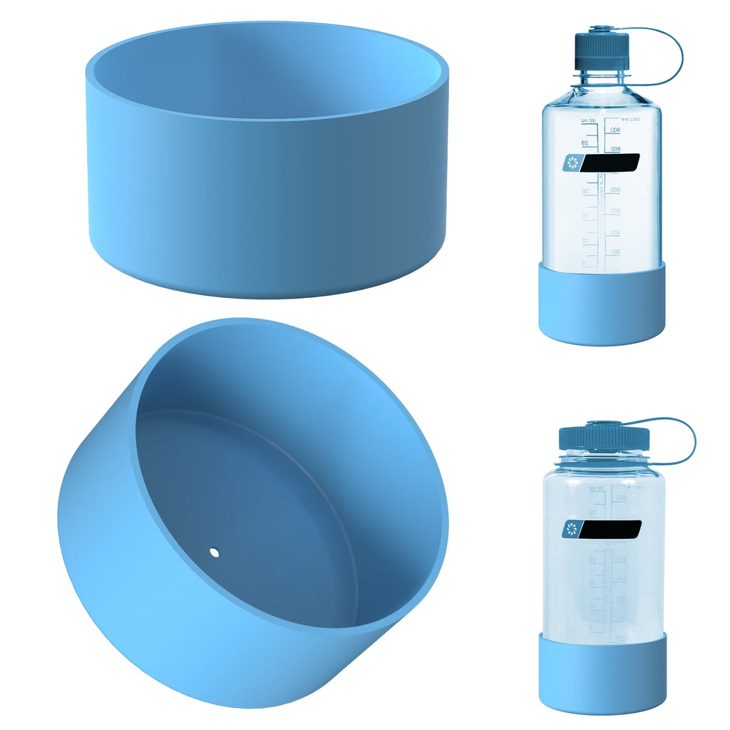 Linkidea 2 Pack Water Bottle Boot Compatible with Nalgene Sustain Wide Mouth 32oz/48oz, Narrow Mouth 32oz, Silicone Anti-Slip Bottle Bottom Bumper Protector (Blue) C209U