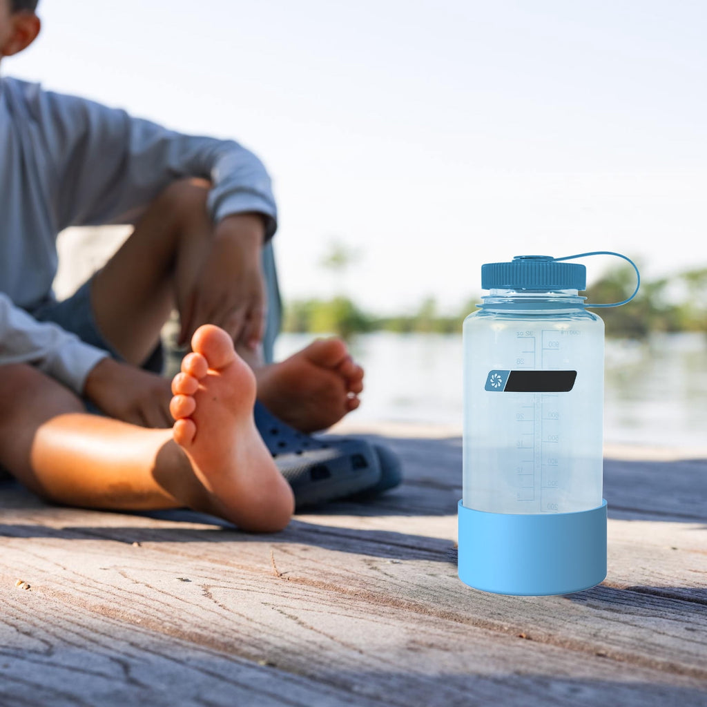 Linkidea 2 Pack Water Bottle Boot Compatible with Nalgene Sustain Wide Mouth 32oz/48oz, Narrow Mouth 32oz, Silicone Anti-Slip Bottle Bottom Bumper Protector (Blue) C209U