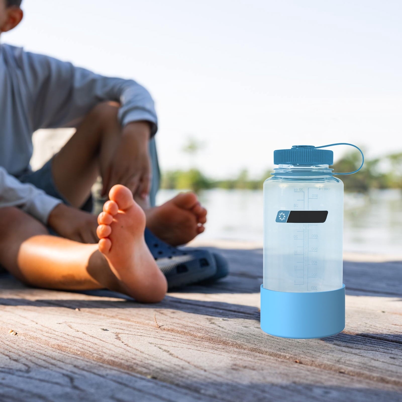 Linkidea 2 Pack Water Bottle Boot Compatible with Nalgene Sustain Wide Mouth 32oz/48oz, Narrow Mouth 32oz, Silicone Anti-Slip Bottle Bottom Bumper Protector (Blue) C209U