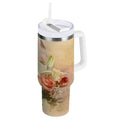 30 oz Insulated Stainless Steel Tumbler Double Wall Stainless Steel Tumbler with 2-Way Drinking Beautiful Floral Bouquet C477B