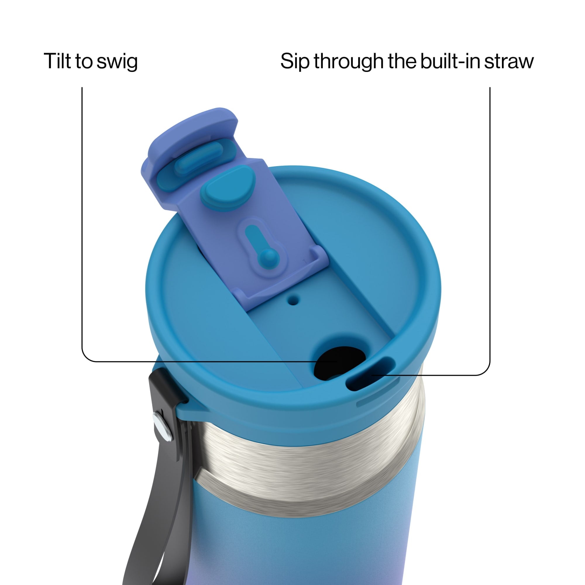 Contigo DualSip 16 oz Compact Leakproof Insulated Water Bottle with 2-Way Lid C049A