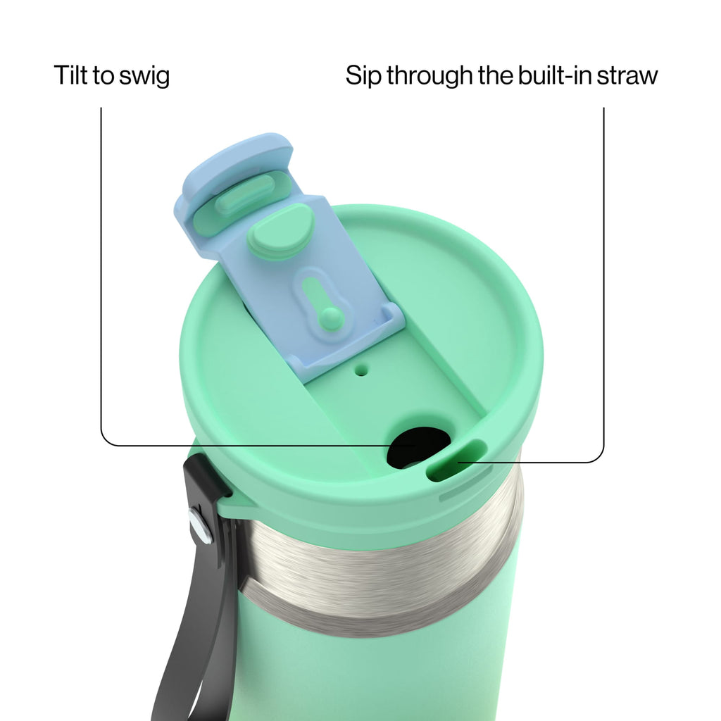 Contigo DualSip 16 oz Compact Leakproof Insulated Water Bottle with 2-Way Lid C049A