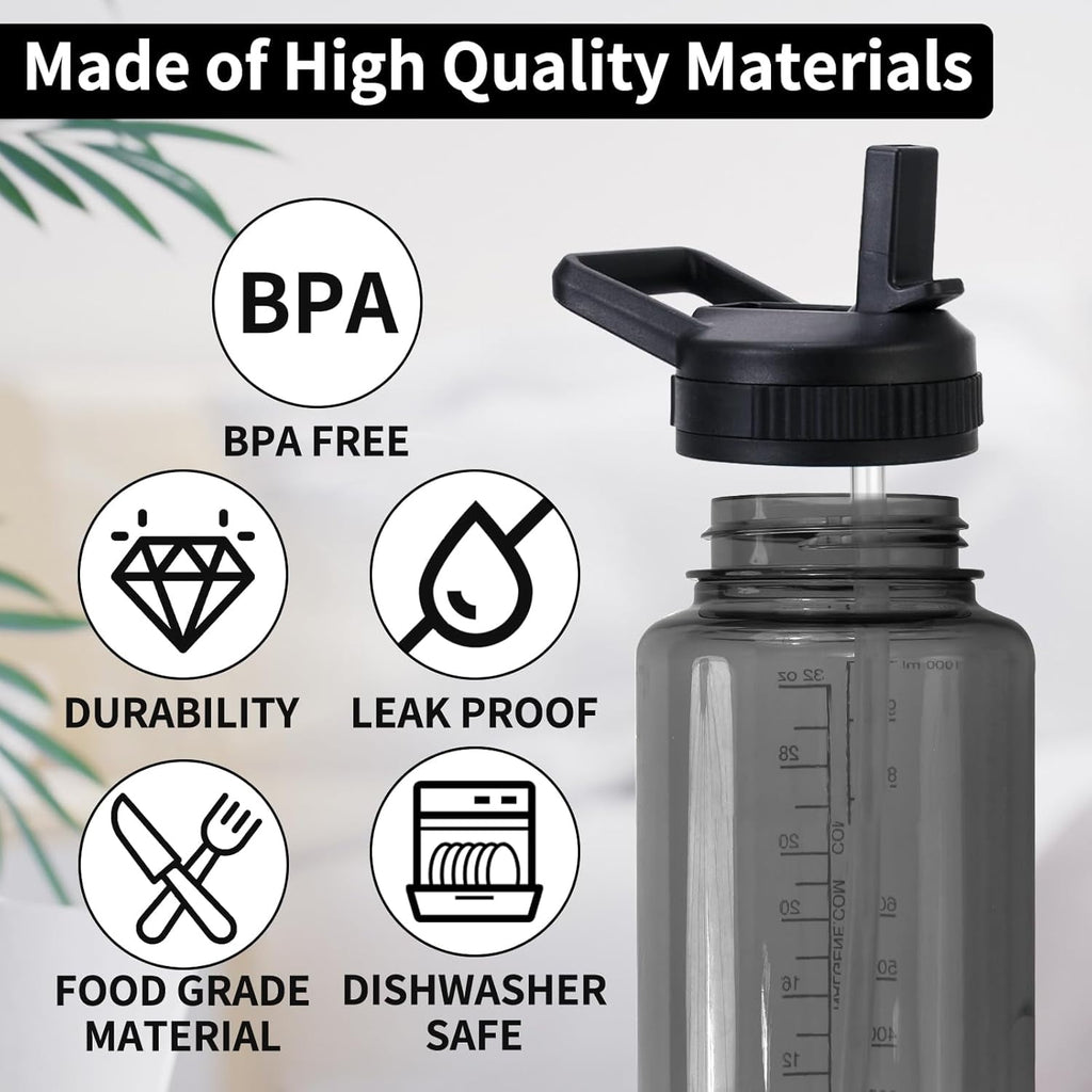 Straw Lid Compatible with Nalgene Water Bottles, BPA-Free Straws Lid with Handle for Nalgene Wide Mouth, Replacement Bottle Cap Accessories with Straws and Straw Brush C223S