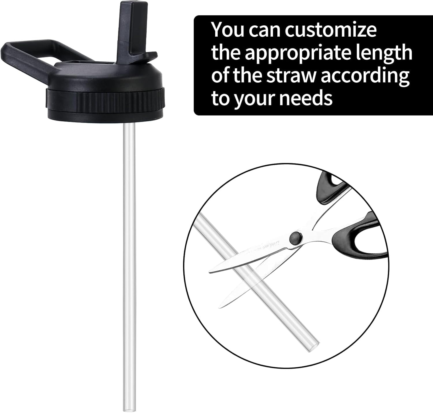 Straw Lid Compatible with Nalgene Water Bottles, BPA-Free Straws Lid with Handle for Nalgene Wide Mouth, Replacement Bottle Cap Accessories with Straws and Straw Brush C223S