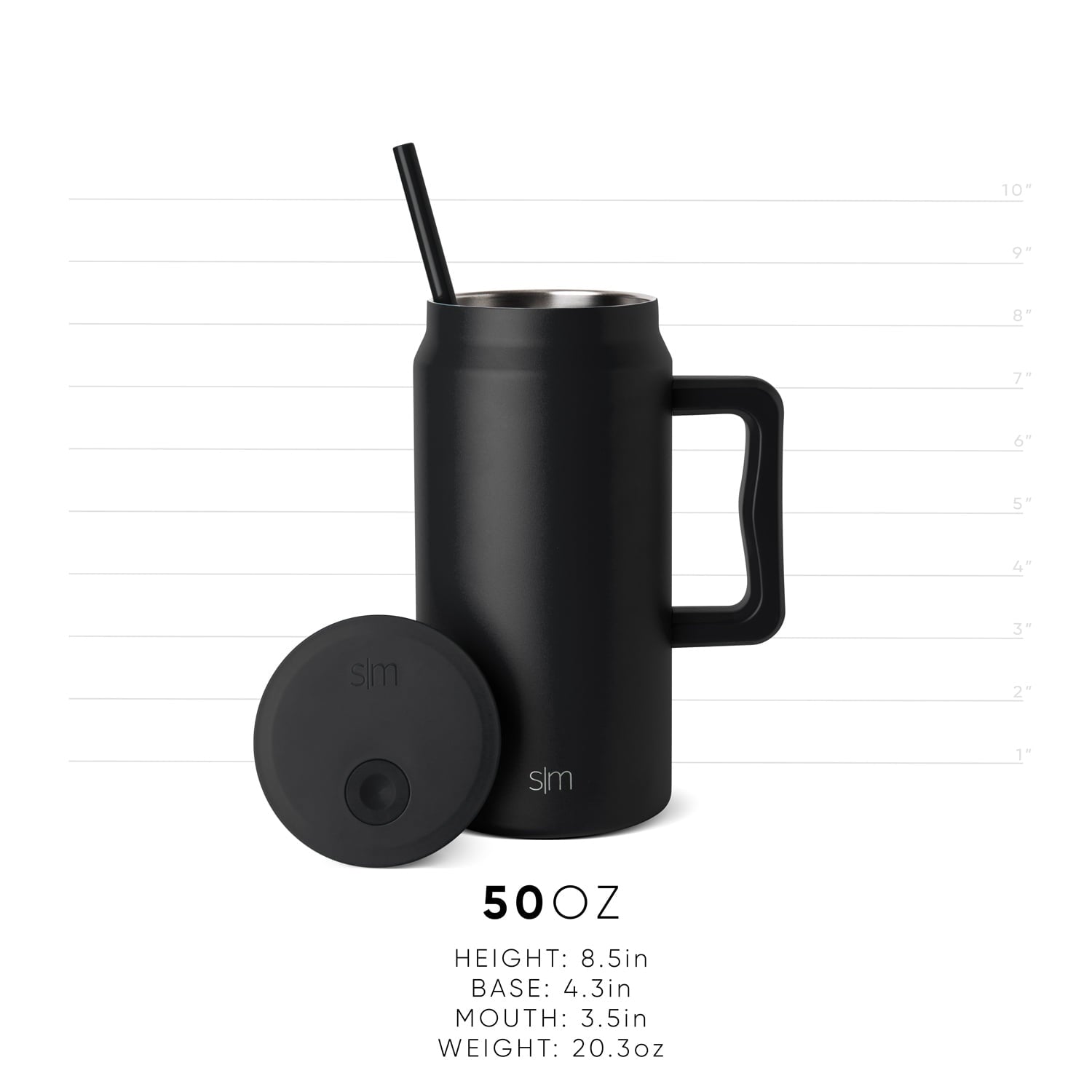 Simple Modern 50 fl oz Insulated Stainless Steel Trek Tumbler with Straw Lid | Midnight Black C406D