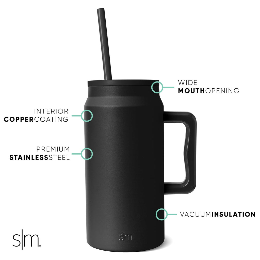 Simple Modern 50 fl oz Insulated Stainless Steel Trek Tumbler with Straw Lid | Midnight Black C406D