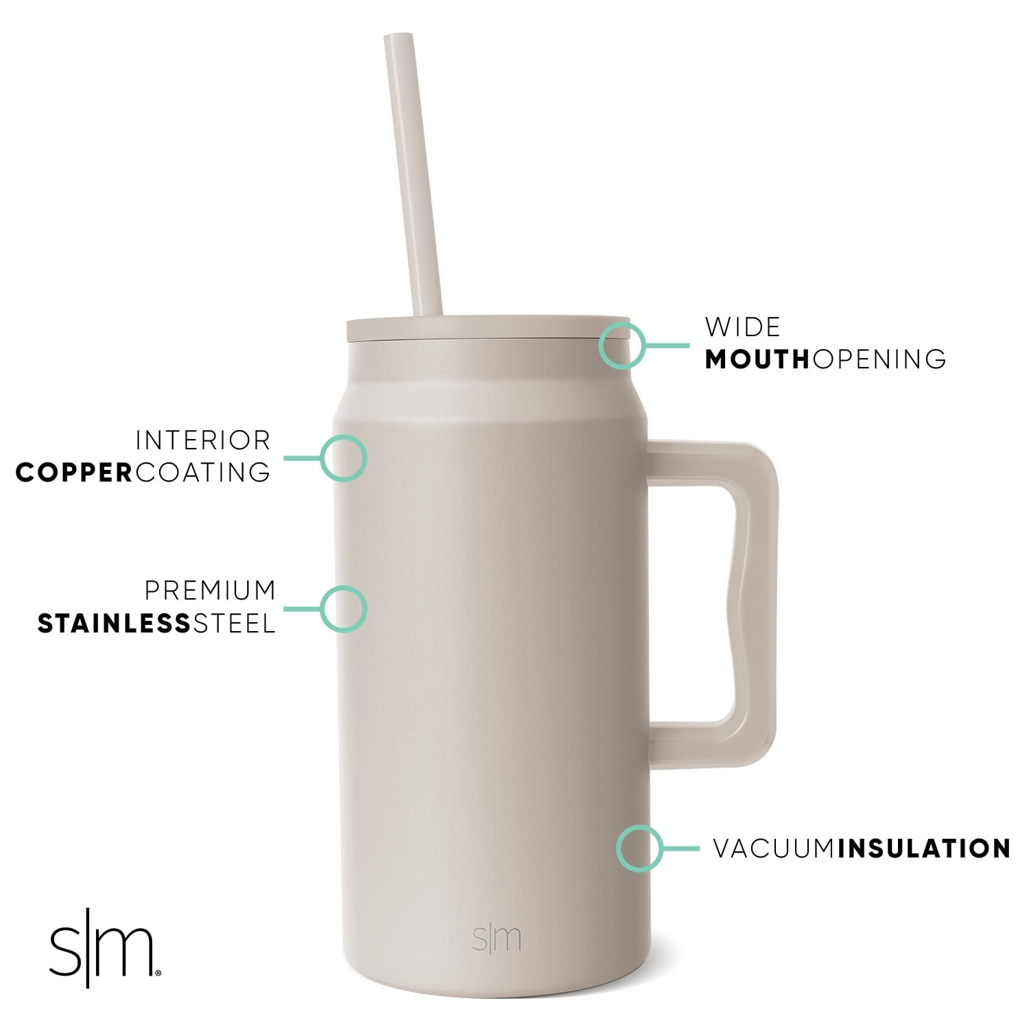 Simple Modern 50 fl oz Insulated Stainless Steel Trek Tumbler with Straw Lid | Midnight Black C406D