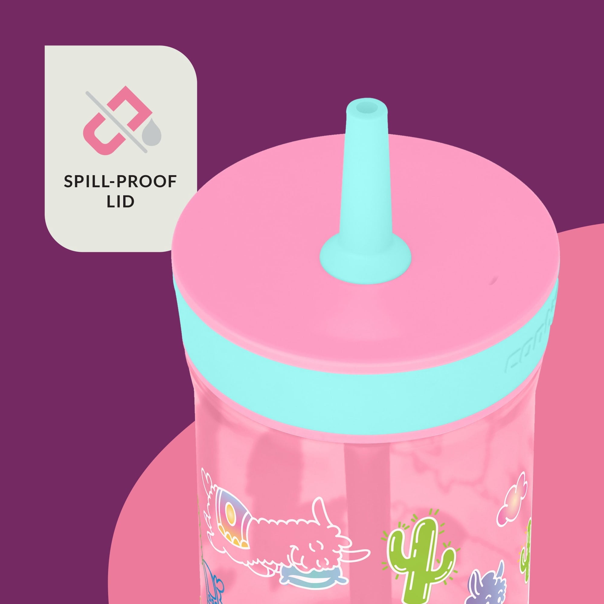 Contigo Kids Leighton Spill-Proof Tumbler with Straw, Ages 3+, Pink and Purple, 14 oz, 2 Pack C109E