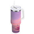 30 oz Insulated Stainless Steel Tumbler Double Wall Stainless Steel Tumbler with 2-Way Drinking Pink Butterflies Flying C492M