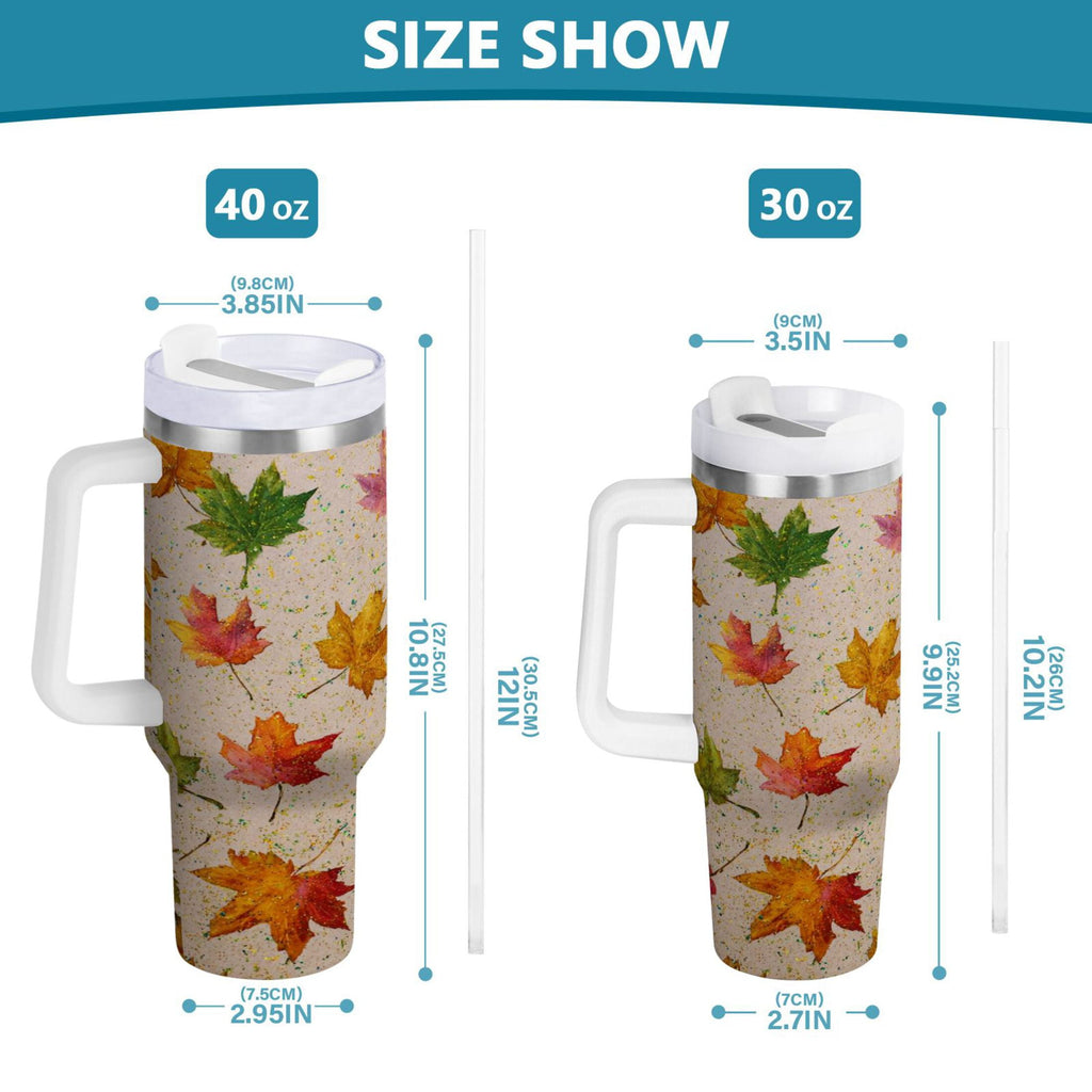 40 oz Insulated Stainless Steel Tumbler Double Wall Stainless Steel Tumbler with 2-Way Drinking Colored Autumn Leaves C452W