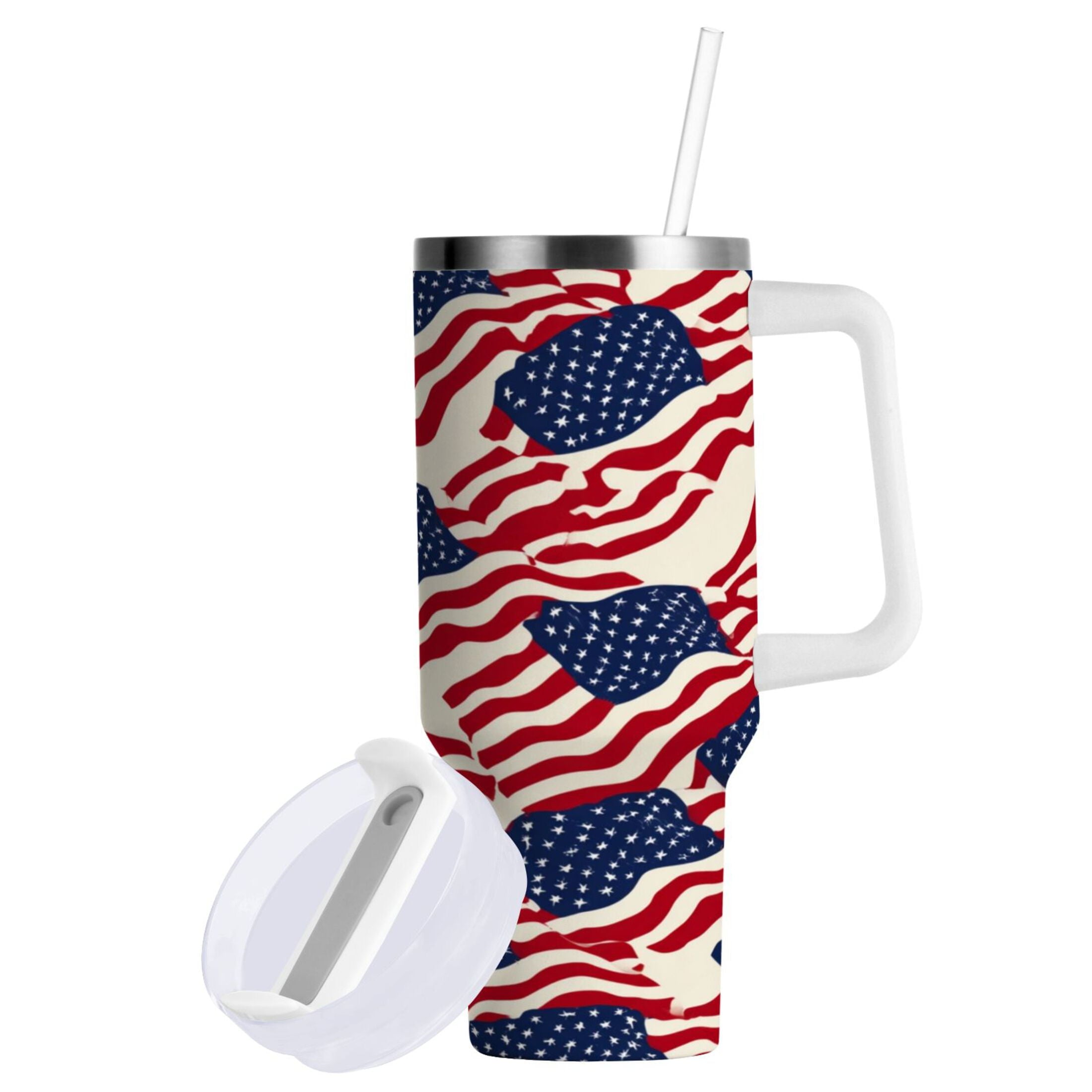 40 oz Insulated Stainless Steel Tumbler Double Wall Stainless Steel Tumbler with 2-Way Drinking Flags Abstract Design C607W