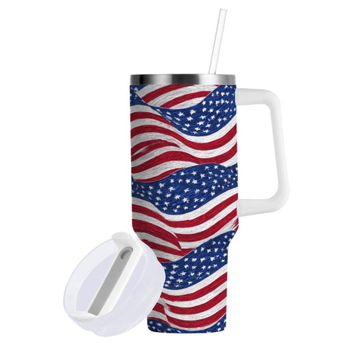 30 oz Insulated Stainless Steel Tumbler Double Wall Stainless Steel Tumbler with 2-Way Drinking Flags Wave Pattern C536M