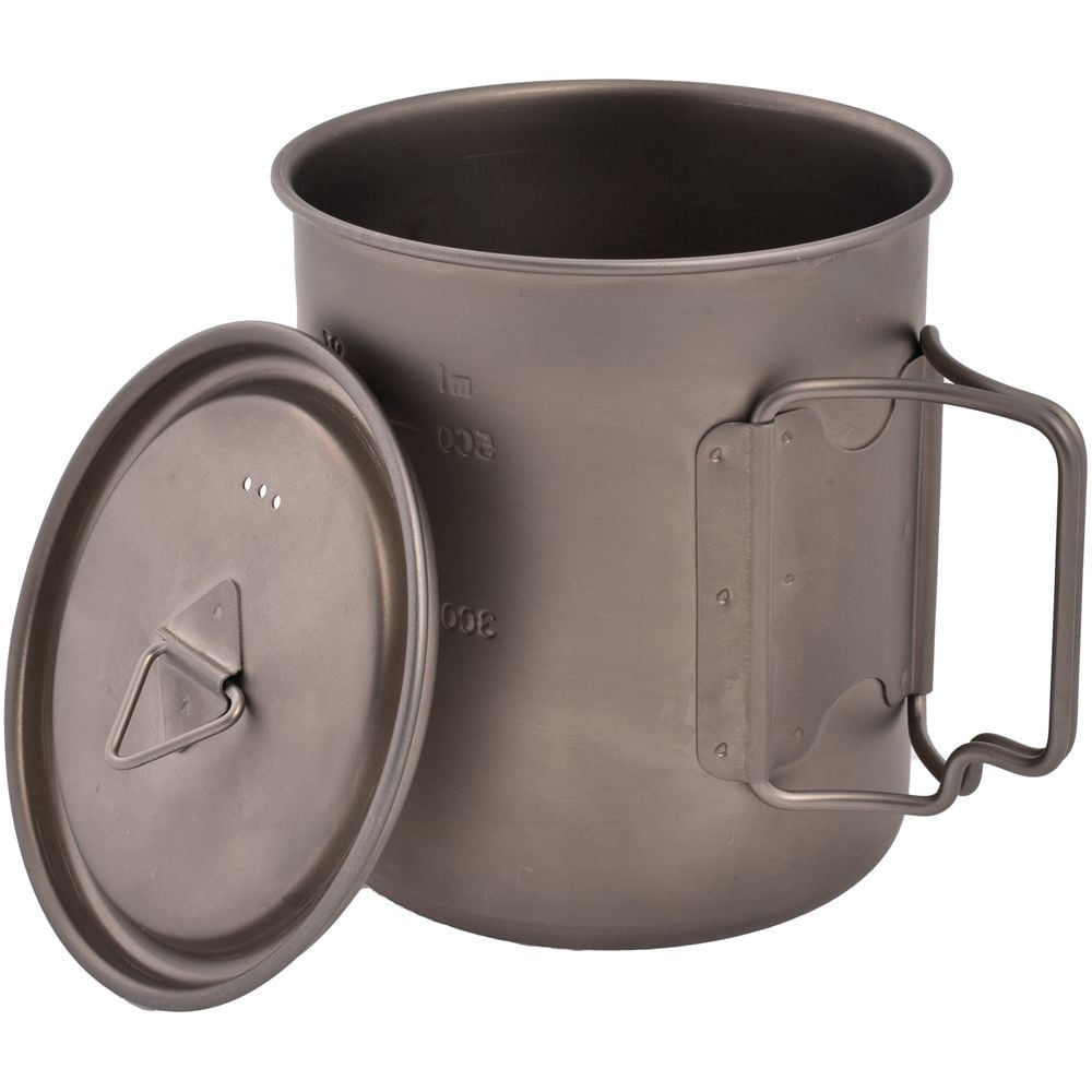 Olicamp Titanium Space Saver Mug with Lid, Nests Nalgene Bottle Inside, Lightweight and Compact, Perfect for Camping and Backpacking, 750mL C193P