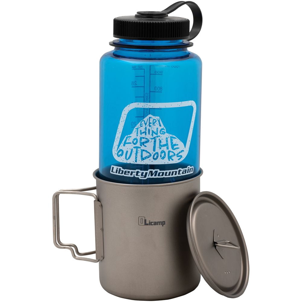 Olicamp Titanium Space Saver Mug with Lid, Nests Nalgene Bottle Inside, Lightweight and Compact, Perfect for Camping and Backpacking, 750mL C193P