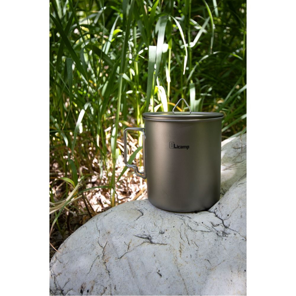 Olicamp Titanium Space Saver Mug with Lid, Nests Nalgene Bottle Inside, Lightweight and Compact, Perfect for Camping and Backpacking, 750mL C193P