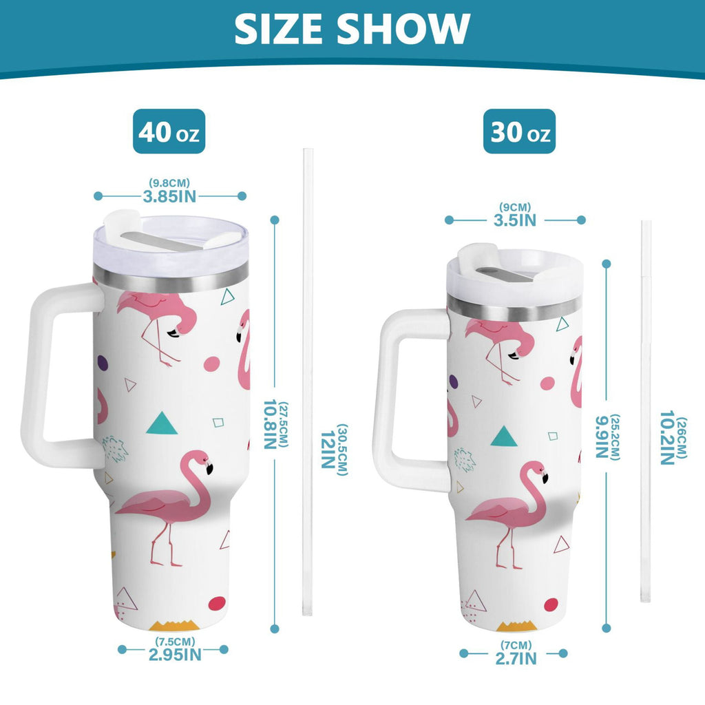 40 oz Insulated Stainless Steel Tumbler Double Wall Stainless Steel Tumbler with 2-Way Drinking Cute Flamingo Pattern C502Y